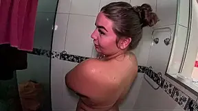 The rascal couldn't resist her giant, beautiful rear and went for it in the shower - Gi Avilez