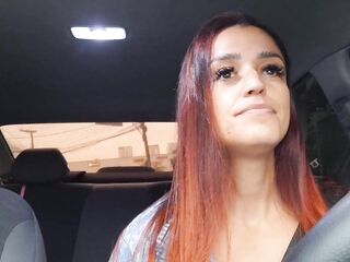 Nasty ride-share driver catches well-endowed passenger masturbating from behind!