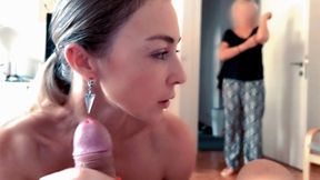 My Mom Caught Me Giving A Blowjob To My Boyfriend. We Were Talking And She Wanted To Watched