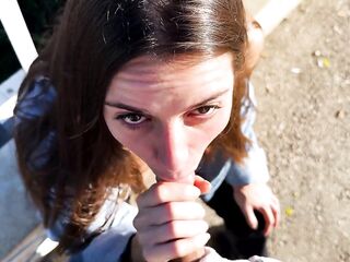 Public Oral job Interrupted… Ended in the Car with a Large Cum Drink - KLX