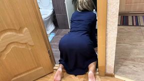 It's perfect to bend over in the bathroom to get a dick in the ass for anal sex with a MILF