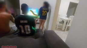 I had to have sex with my husband's friend because of a bet, but I got horny and ended up doing DP with both of them